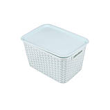 Кошик для білизни пластиковий з кришкою та ручками 20 л, речовий контейнер прямокутний, М'ятний, фото 2
