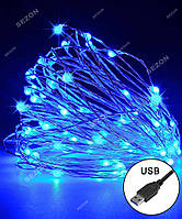Новогодняя рождественская светодиодная Led гирлянда РОСА 100 LED, 10м синий ТТ