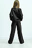 Костюм для дівчинки утепленийтурецька тринитка на флісі кофта реглан і штани палацо-колір чорний, фото 4