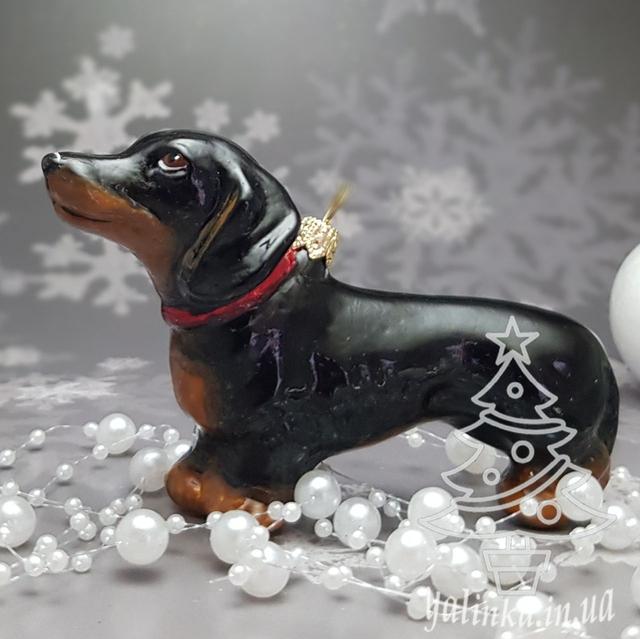 стеклянная игрушка на елку Собака такса Komozja Mostowski Impuls yalinka.in.ua