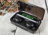 Сенсорні бездротові Bluetooth навушники із зарядним кейсом TWS BTH-F9-5 Black, фото 3
