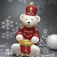 Стеклянная елочная игрушка Мишка английский барабанщик Komozja Family Mostowski Santa Claus