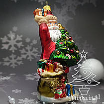 Скляна ялинкова іграшка Санта с елкой и подарками Komozja Family Santa Claus, фото 4