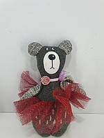 Новорічний ведмедик Тедді дівчинка в червоній спідниці Hand made