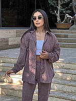 Костюм женский брючный вельветовый джогеры и рубашка на кнопочках цвет черный S, M, L Мокко, L