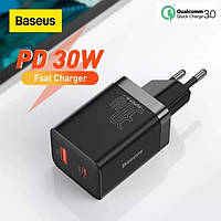 Зарядний пристрій Baseus Super Si Pro Quick Charger Type-C+USB 30W Black