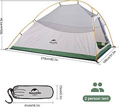 Легкий тримісний намет Naturehike Cloud Up 3 Updated NH18T030-T (Green), фото 3