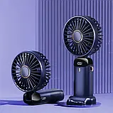 Вентилятор ручний з акумулятором та дисплеєм SAPI N15 3000 mAh Синій (з ременем на шию), фото 2