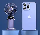 Вентилятор ручний з акумулятором та дисплеєм SAPI N15 3000 mAh Синій (з ременем на шию), фото 3