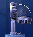 Вентилятор ручний з акумулятором та дисплеєм SAPI N15 3000 mAh Синій (з ременем на шию), фото 4