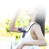 Вентилятор ручний з акумулятором та дисплеєм SAPI N15 3000 mAh Синій (з ременем на шию), фото 5