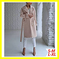 Красивое женское стильное кашемировое пальто на осень цвет пудра, Женское пальто из кашемира на подкладке деми