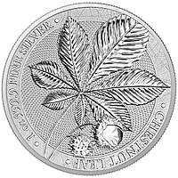 Серебряная монета "Лист Каштана", серия "Мистический Лес", 1 унция чистого серебра, 5 марок, Germania, 2021