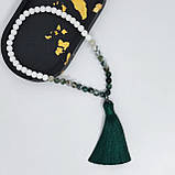 Чотки із натурального каміння моховий агат і білий агат матовий на 50 бусин, фото 2