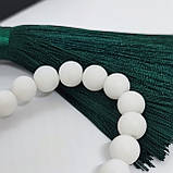 Чотки із натурального каміння моховий агат і білий агат матовий на 50 бусин, фото 4