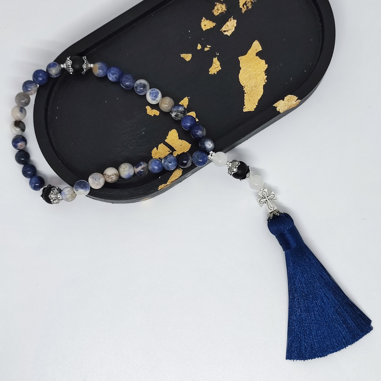 Чотки із каміння содаліт на 33 намистини, фото 1