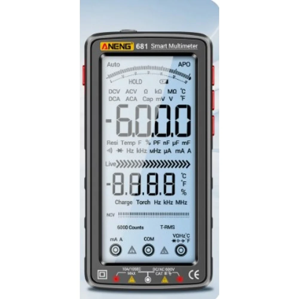 Автоматичний цифровий мультиметр тестер ANENG 681 black, фото 1