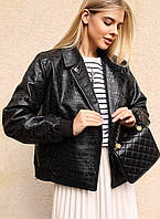 Куртка косуха женская T&T Fashion кожаная черная