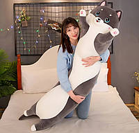Кот батон 160 см огромный игрушка подушка темно - серый темный котик подушка подарок большой мягкая игрушка