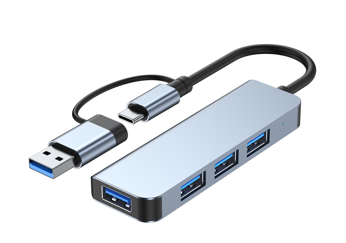 USB хаб Deepfox 2013TU3 Type C/Type A 4 порти hub концентратор алюмінієвий