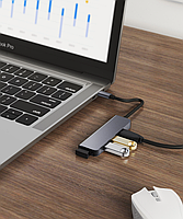 USB хаб Deepfox 2013TU3 Type C/Type A 4 порти hub концентратор алюмінієвий, фото 8
