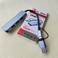 USB хаб Deepfox 2013TU3 Type C/Type A 4 порти hub концентратор алюмінієвий, фото 10