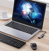 USB хаб Deepfox 2013TU3 Type C/Type A 4 порти hub концентратор алюмінієвий, фото 9