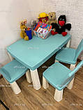 Набір столик + 3 стільця бірюзовий з білими ніжками ТМ DOLONI, фото 2