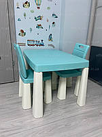 Набір стіл та 2 стільці бірюзовий з білим DOLONI
