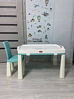 Набір столик з стільцем бірюзовий з білими ніжками ТМ DOLONI