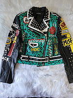 Женская куртка косуха в стиле Панк молодёжная яркая оригинальная стильная. Размер L