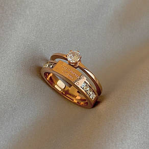 Кільце жіноче з написом подвійне стильне кільце