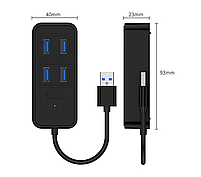USB хаб Deepfox 1901U Type A 4+1 порти hub концентратор 5 in 1, фото 3