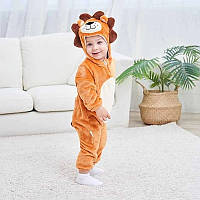 Детская пижама комбинезон кигуруми для детей Лев, размер 70, цвет коричневый. Кигуруми на мальчика и девочку