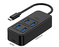 USB хаб Deepfox 1901T Type C 4+1 порти hub концентратор 5 in 1, фото 3