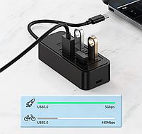 USB хаб Deepfox 1901T Type C 4+1 порти hub концентратор 5 in 1, фото 6