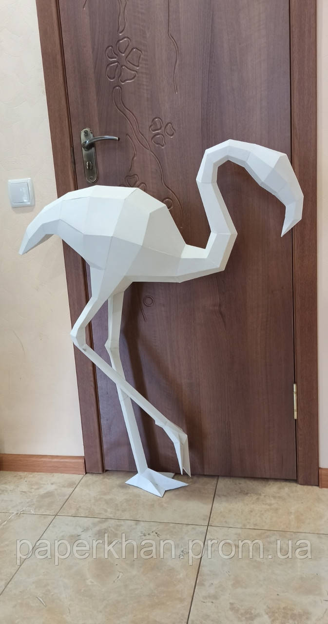 PaperKhan Конструктор із картону фламінго птиця оригамі papercraft 3D фігура розвивальний набір антистрес