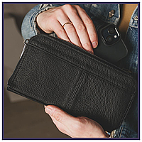 Шкіряний модний клатч-гаманець ручної роботи гарної якості з натуральної зернистої шкіри SKILL Flash