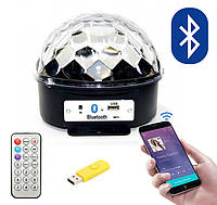 Блютуз диско шар светодиодный музыкальный MP3 с флешкой и ПДУ, LED KTV Ball, светомузыка для дома(417215)