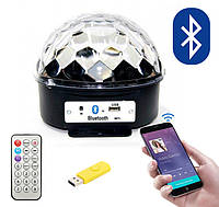 Блютуз диско шар светодиодный музыкальный MP3 с флешкой и ПДУ, LED KTV Ball, светомузыка для