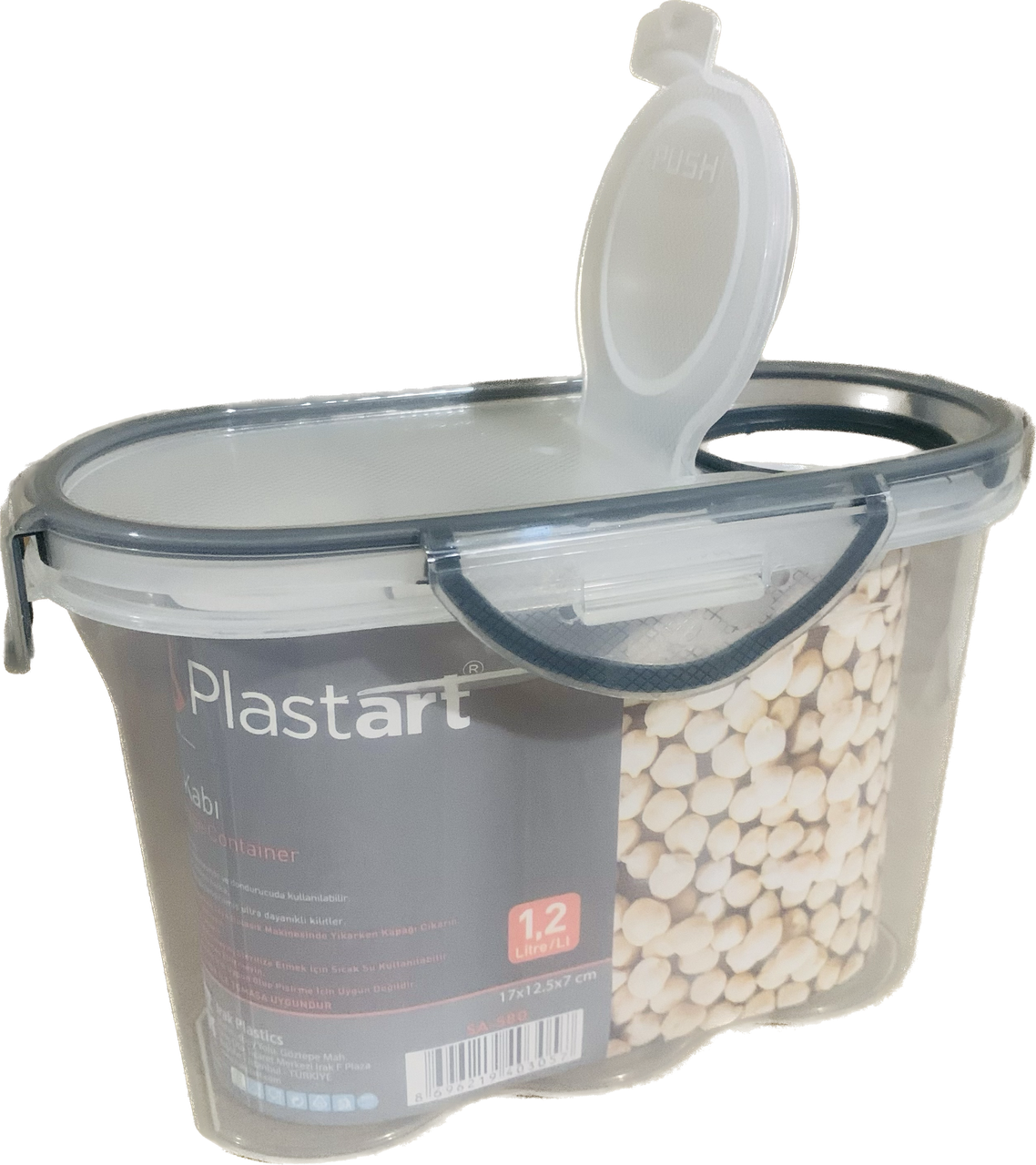 Контейнер мірний для сипучих продуктів 1200 мл із кришкою дозатором та клапаном, фото 1