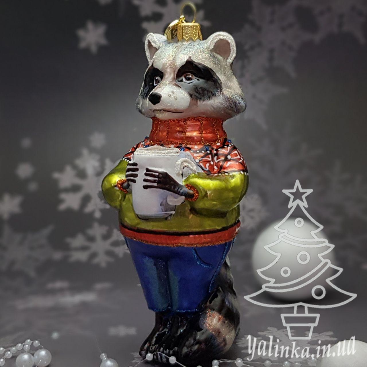 Скляна ялинкова іграшка  тато Єнот Glitter Lab  Якість Mostowski Family