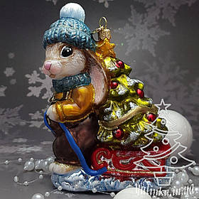 Скляна ялинкова іграшка кролик  Mostowski Family