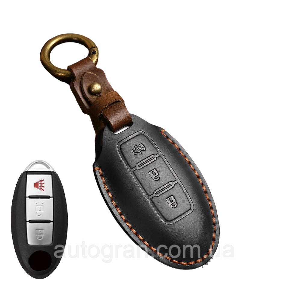 Шкіряний чохол на смарт ключ Nissan 2+1 кнопки