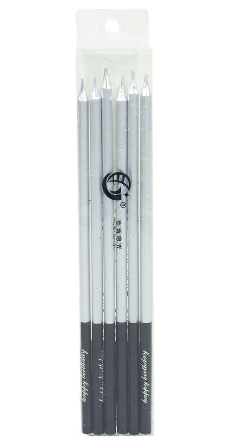 Набір свічок для торта "ЕЛІТ 16 см", Срібло 6 шт /упа 868212 KNZ