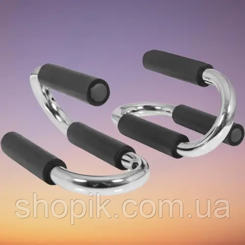 Упори для віджимання від підлоги Push up Bar S-подібні, Підставки для віджимання металеві (2 шт.) Shopik
