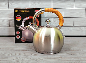 Чайник зі свистком із неіржавкої сталі 3 л Edenberg EB-3537/ Чайник для плити Коричневий