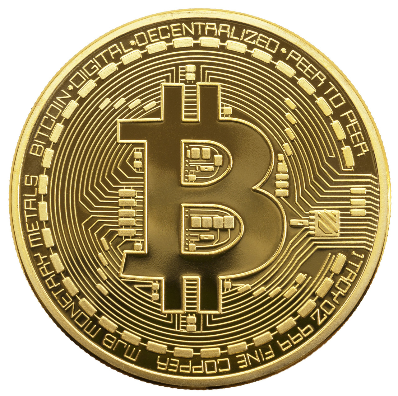 Сувенирная монета Биткоин (Bitcoin) - Золото - фото 1 - id-p964100938