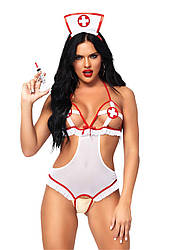 Костюм медсестри Leg Avenue Naughty Nurse, боді та шапочка, one size