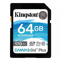 Картка пам'яті SDXC 64 GB UHS-I/U3 Class 10 Kingston Canvas Go! Plus R170/W70MB/s (SDG3/64GB)